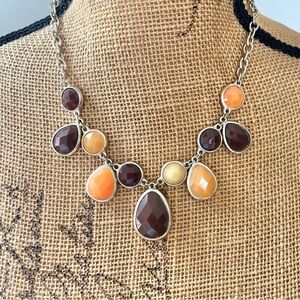 Vintage Lucite Pendant Gold Tone Necklace Adjustable Multicolor 21.5 Inches